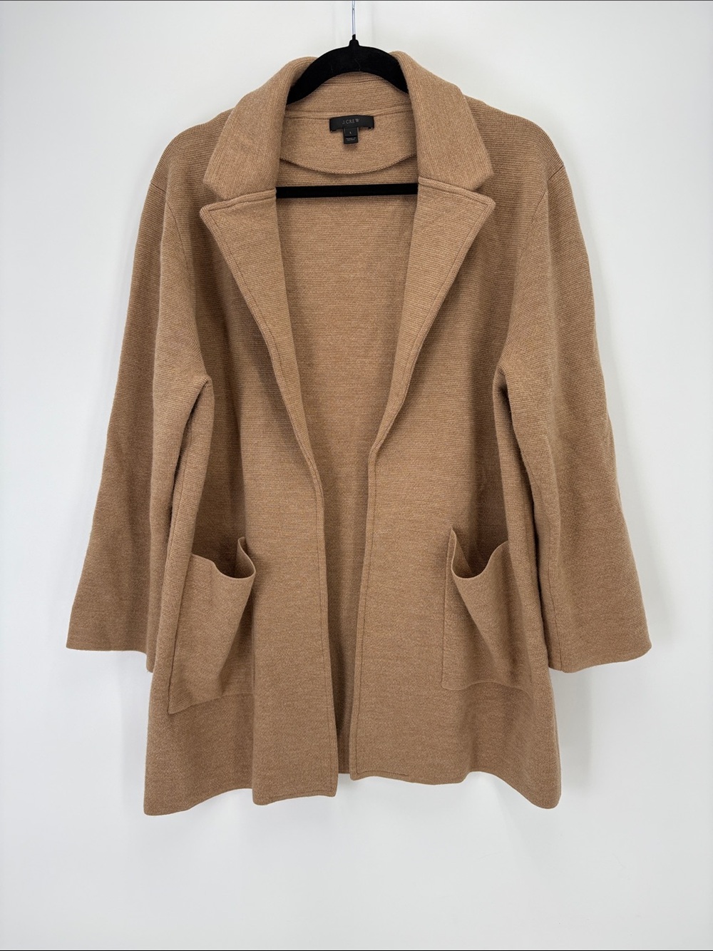🍕 J. Crew merino wool Camel Open-Front sweat sweater with pocket